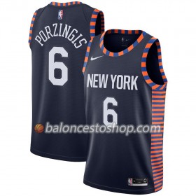Camiseta Hombre NBA New York Knicks Kristaps Porzingis 6 2018-19 Nike City Edition Navy Swingman
